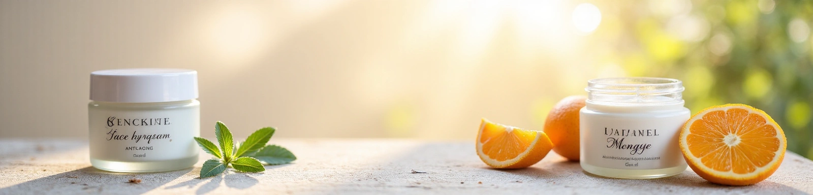Elegant banner for natural face creams, emphasizing anti-aging and hydration